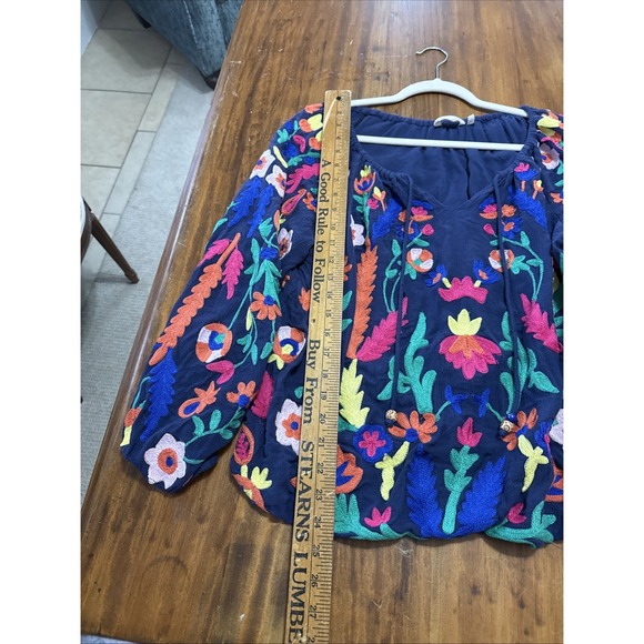 Soft Surroundings Top L Tunic Embroidered Floral Boho Cottageco - Picture 5 of 6